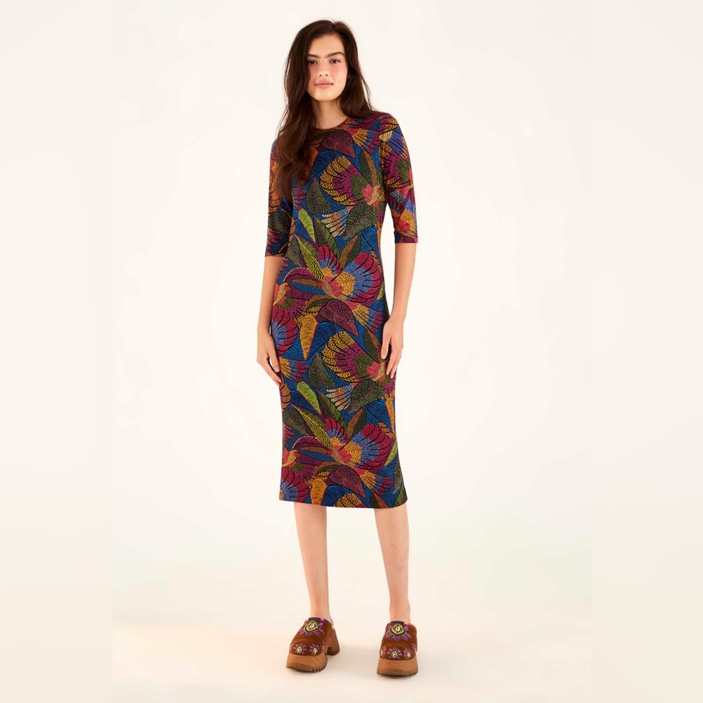 Farm Rio Dotted Macaws Midi Dress